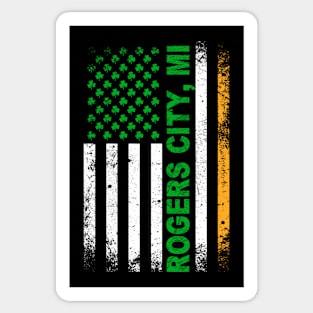 Irish American Flag ROGERS CITY, MI Sticker